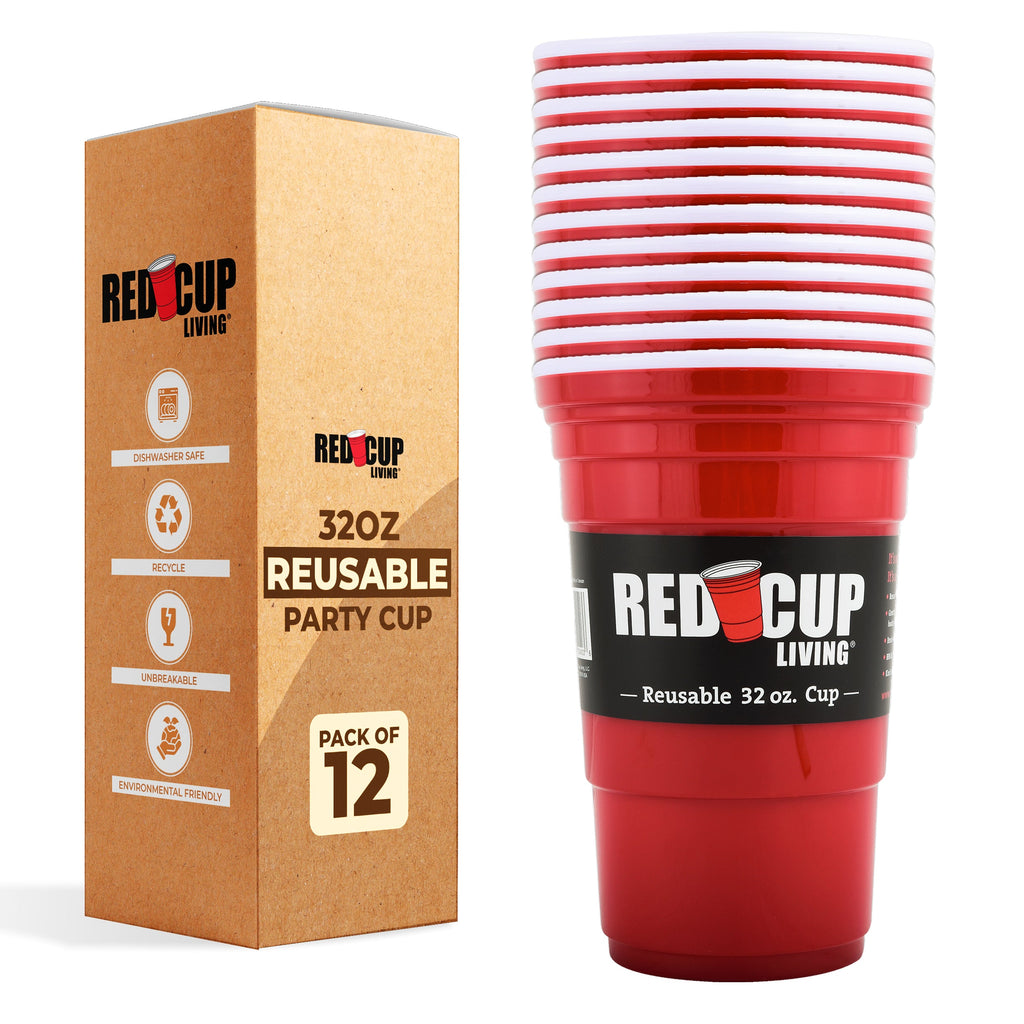 Pack of 6 – 32oz Reusable Party Cups, Unbreakable & Leakproof, BPA-Free for Outdoors