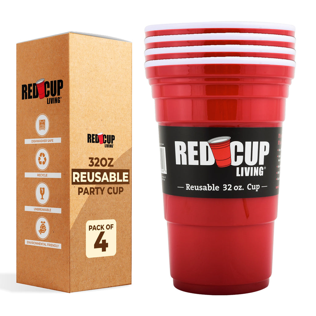 Pack of 6 – 32oz Reusable Party Cups, Unbreakable & Leakproof, BPA-Free for Outdoors