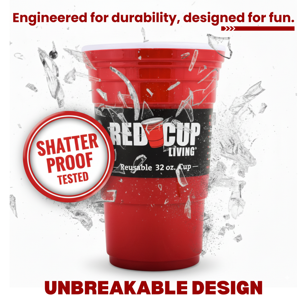 32oz Reusable Cup For Parties | Strong, Unbreakable, Leakproof tumbler | Durable ABS plastic, BPA Free | Perfect for parties, camping & Outdoors